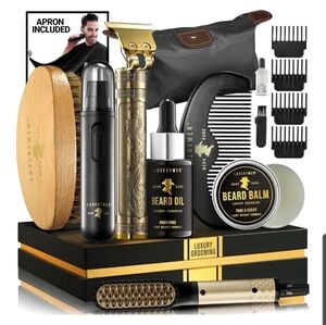 Luxury Grooming And Beard Kit - Black and Gold XL 15 Piece
